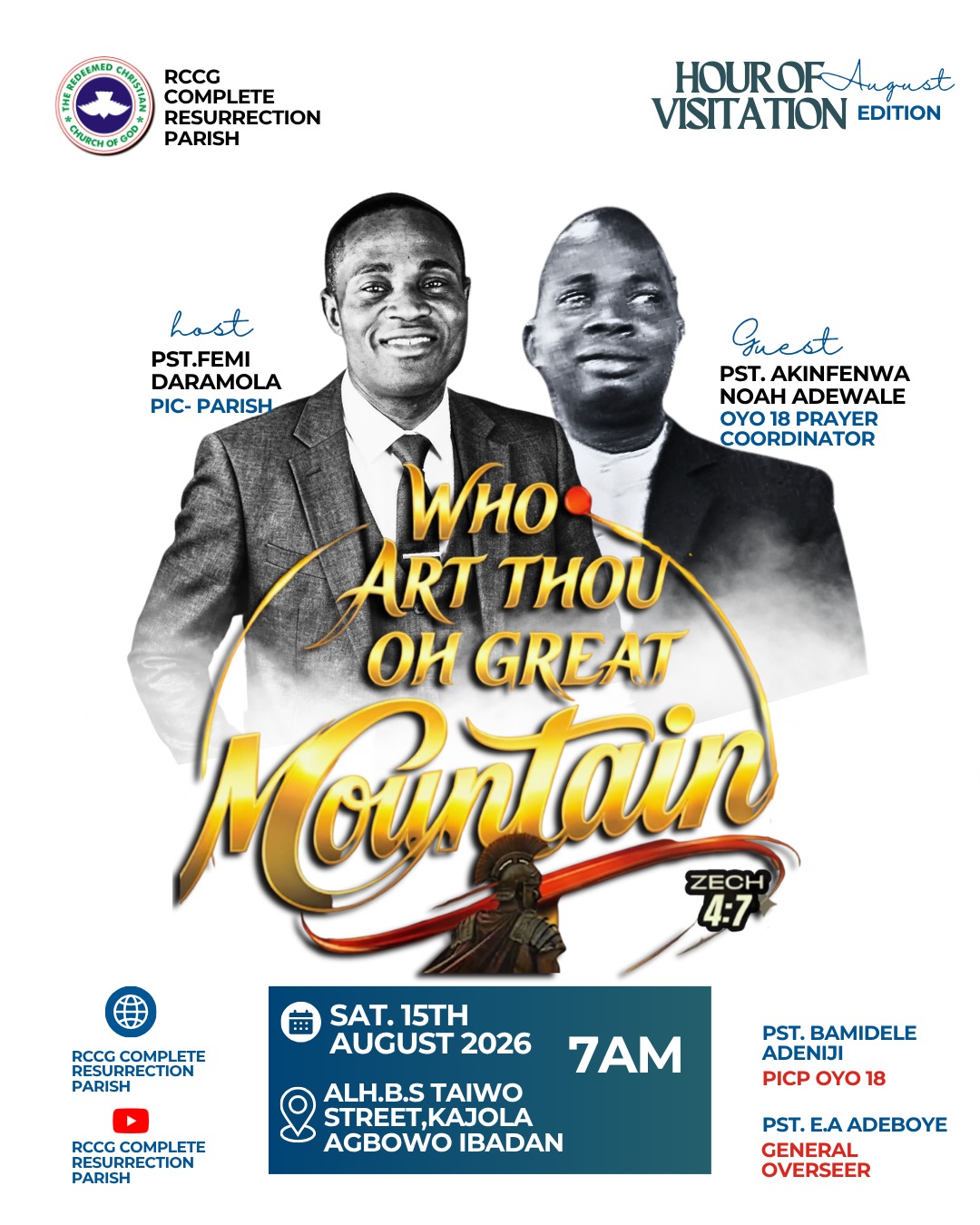  RCCG Complete Resurrection Parish Hour of visitation august edition  Flyer
